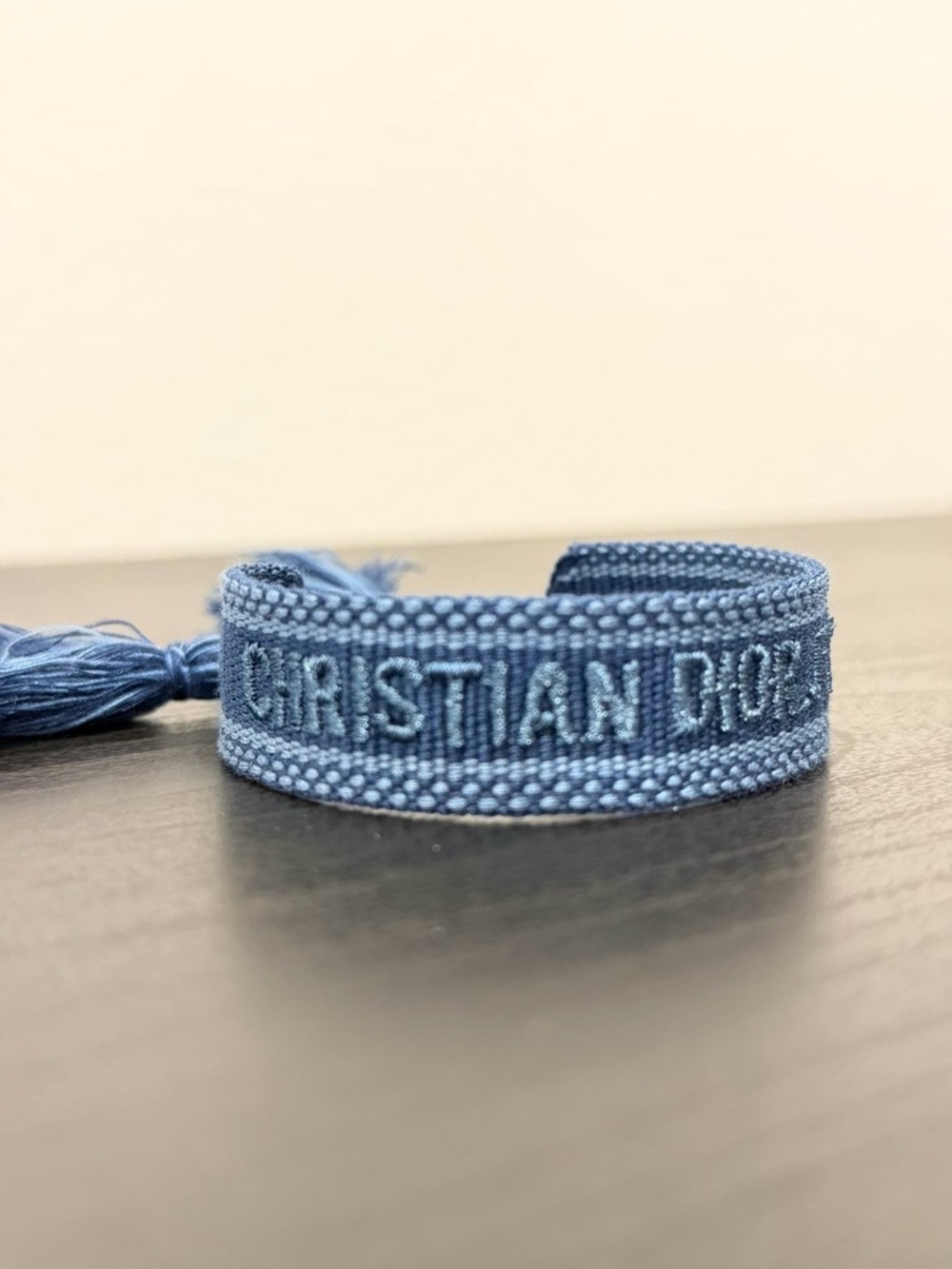 christian dior jadore navy Blue cotton woven bracelet adjustable